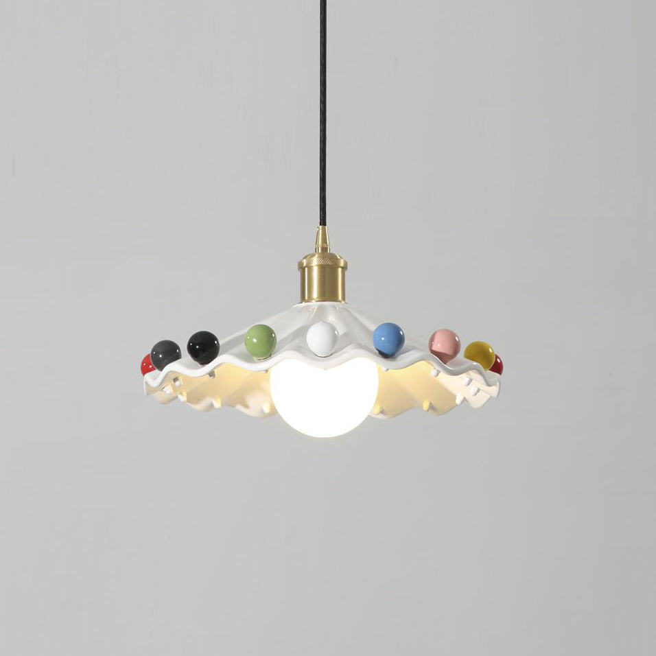 Pixen Suspension Avec Abat-Jour Céramique Ondulé - Neutralighting