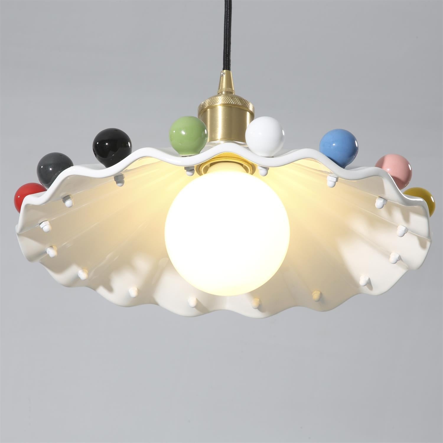 Pixen Suspension Avec Abat-Jour Céramique Ondulé - Neutralighting