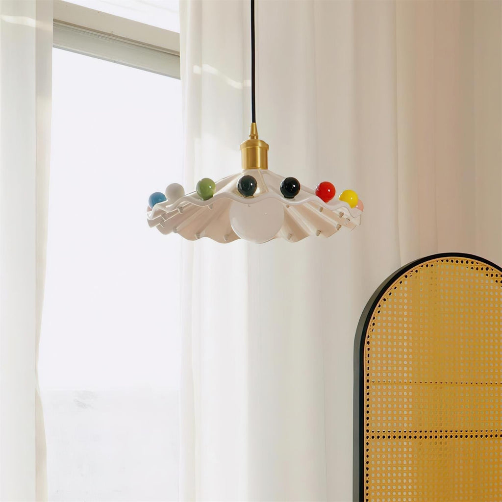 Pixen Suspension Avec Abat-Jour Céramique Ondulé - Neutralighting