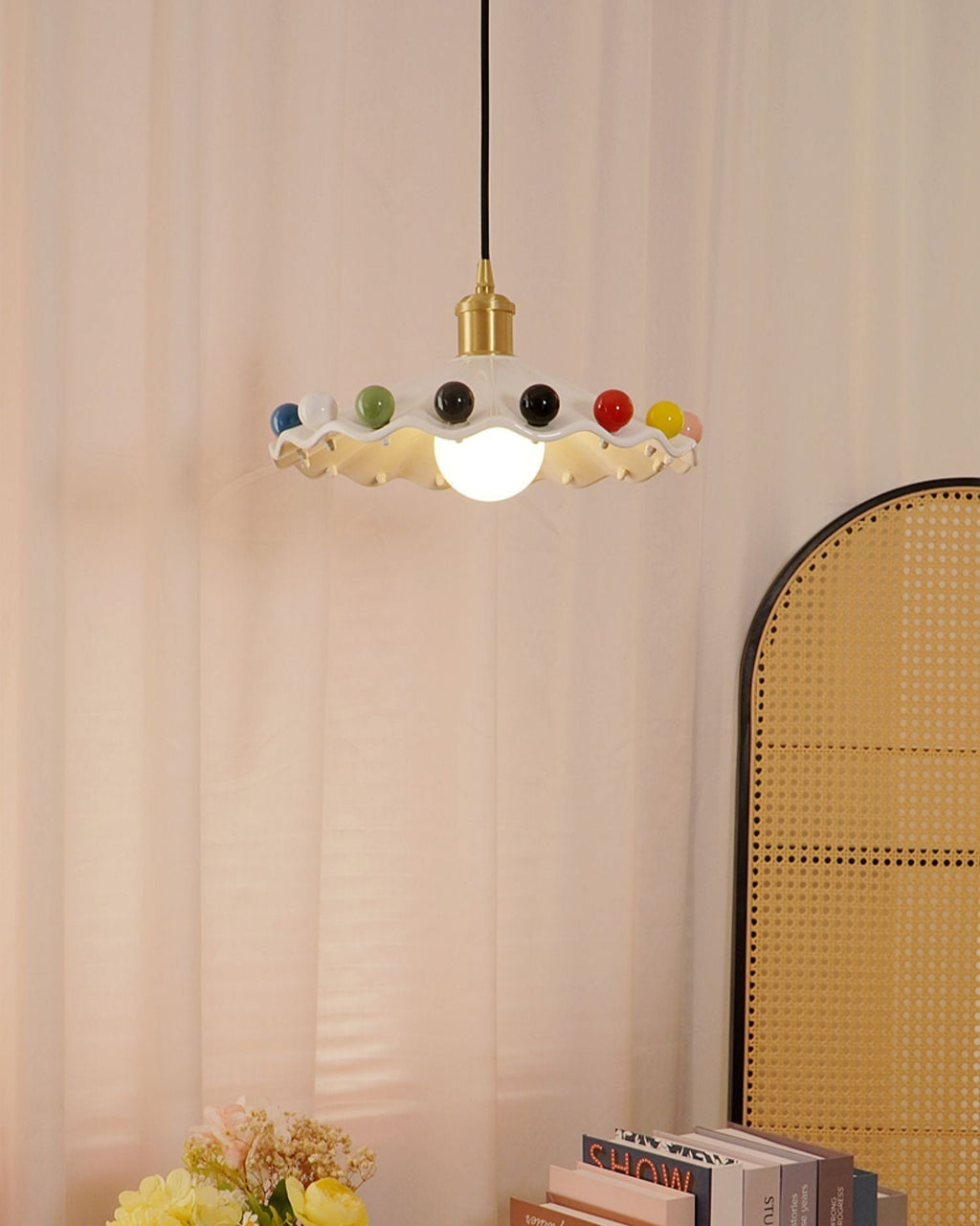 Pixen Suspension Avec Abat-Jour Céramique Ondulé - Neutralighting