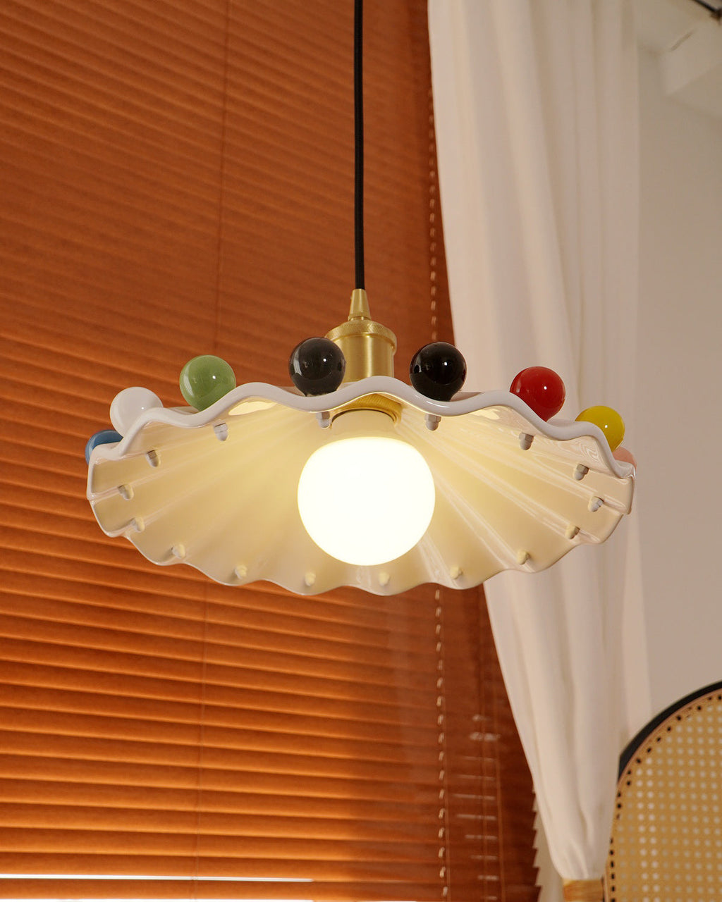 Pixen Suspension Avec Abat-Jour Céramique Ondulé - Neutralighting