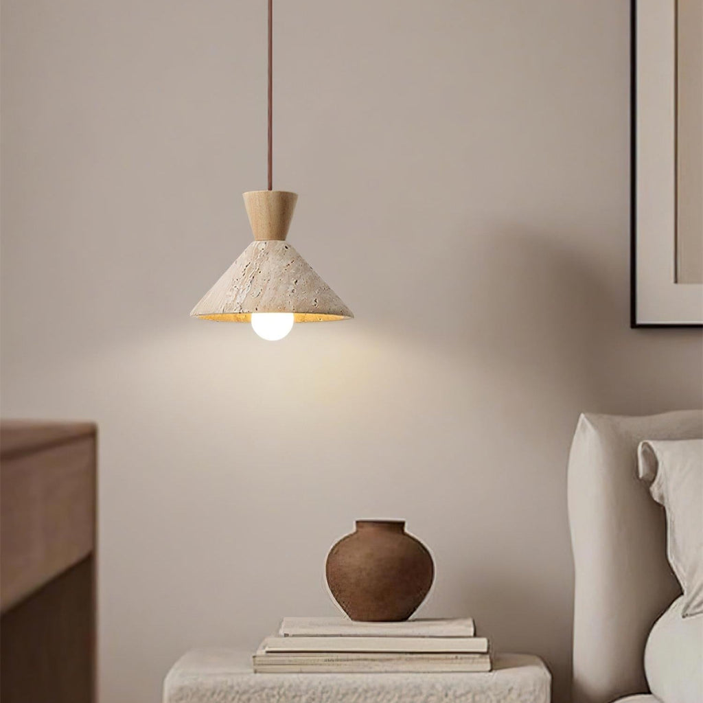 Ritta Suspension Travertin Forme Chapeau - Neutralighting