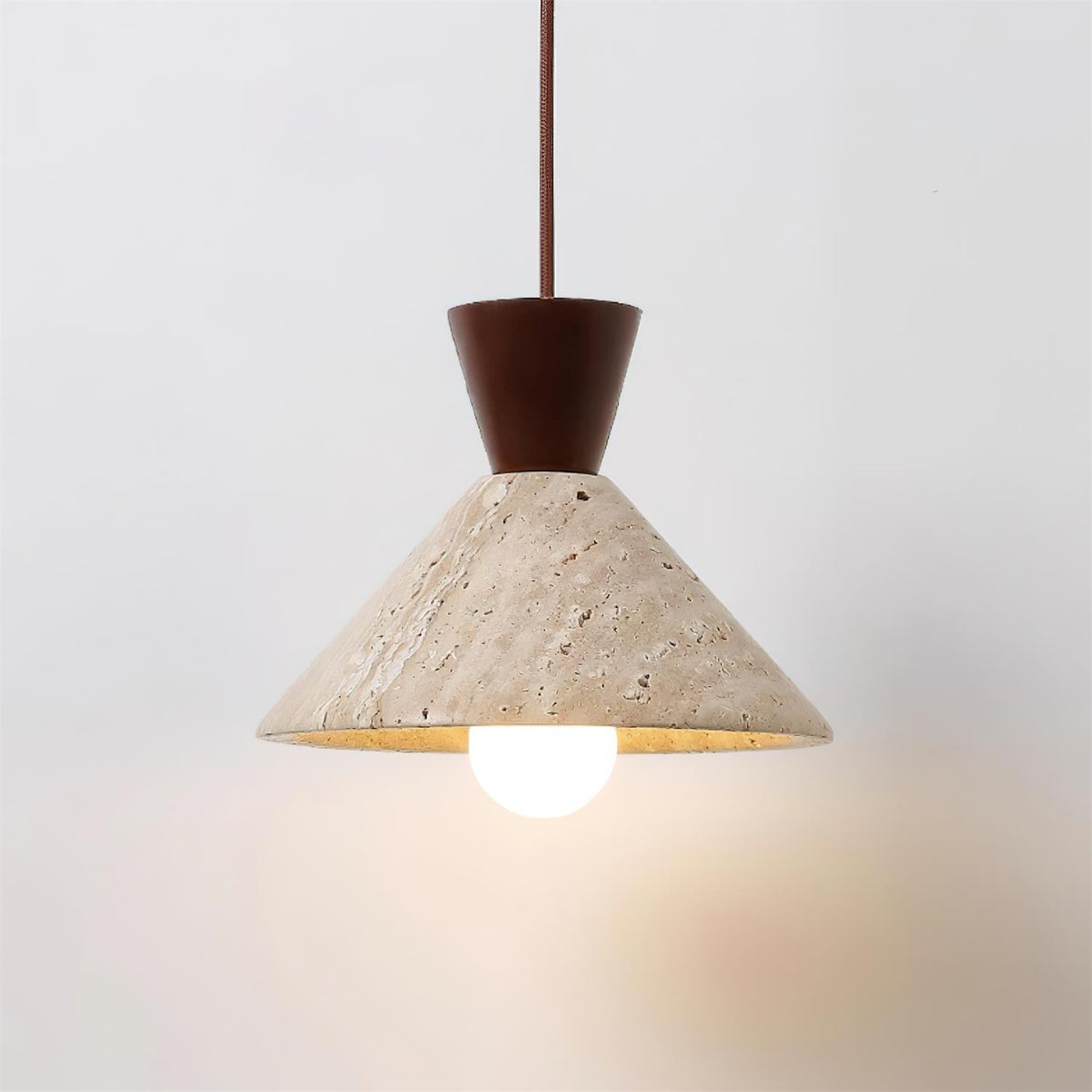 Ritta Suspension Travertin Forme Chapeau - Neutralighting