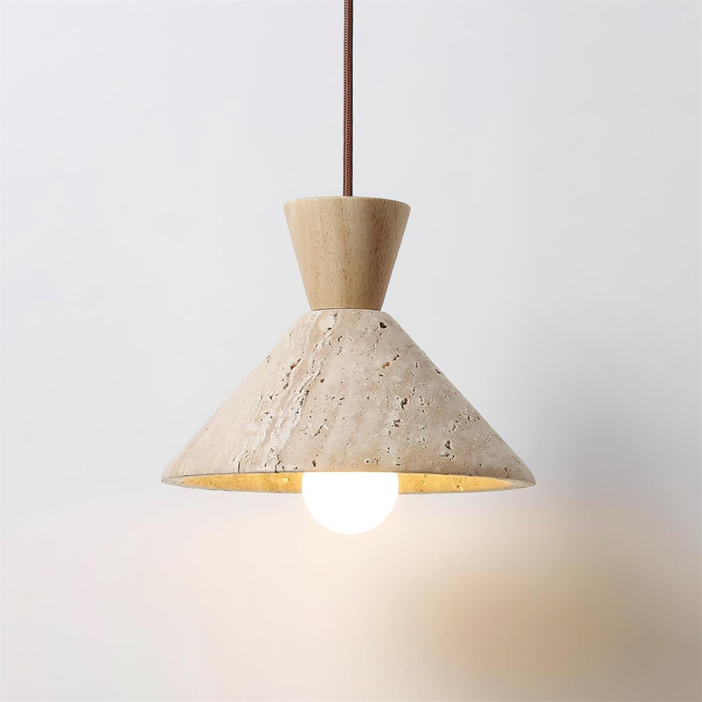 Ritta Suspension Travertin Forme Chapeau - Neutralighting