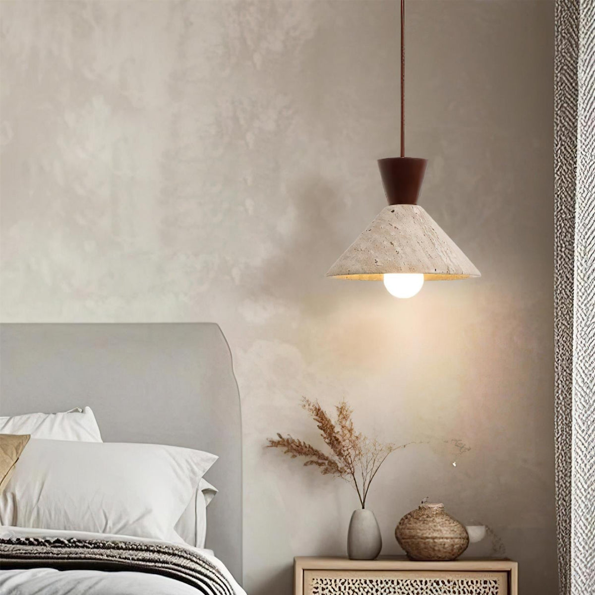 Ritta Suspension Travertin Forme Chapeau - Neutralighting