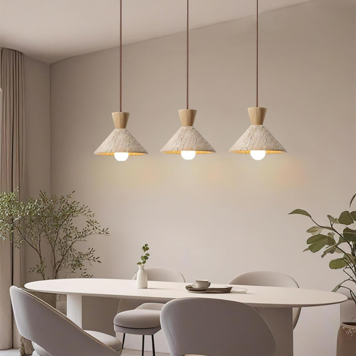 Ritta Suspension Travertin Forme Chapeau - Neutralighting