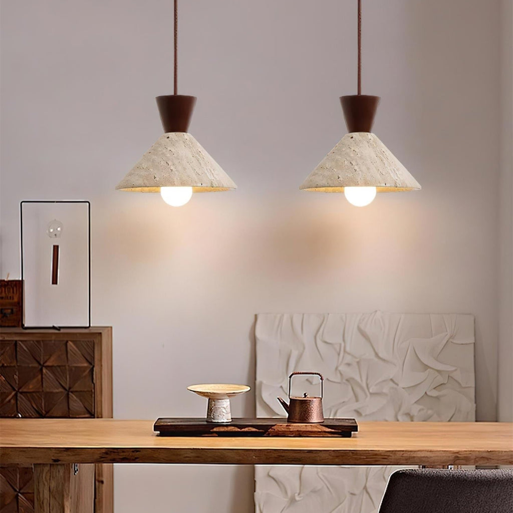 Ritta Suspension Travertin Forme Chapeau - Neutralighting