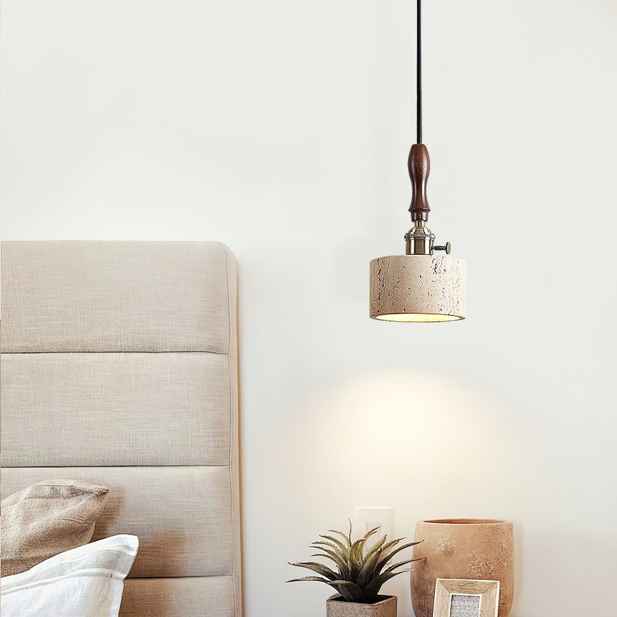 Sycaran Suspension Noyer Travertin Moderne - Neutralighting