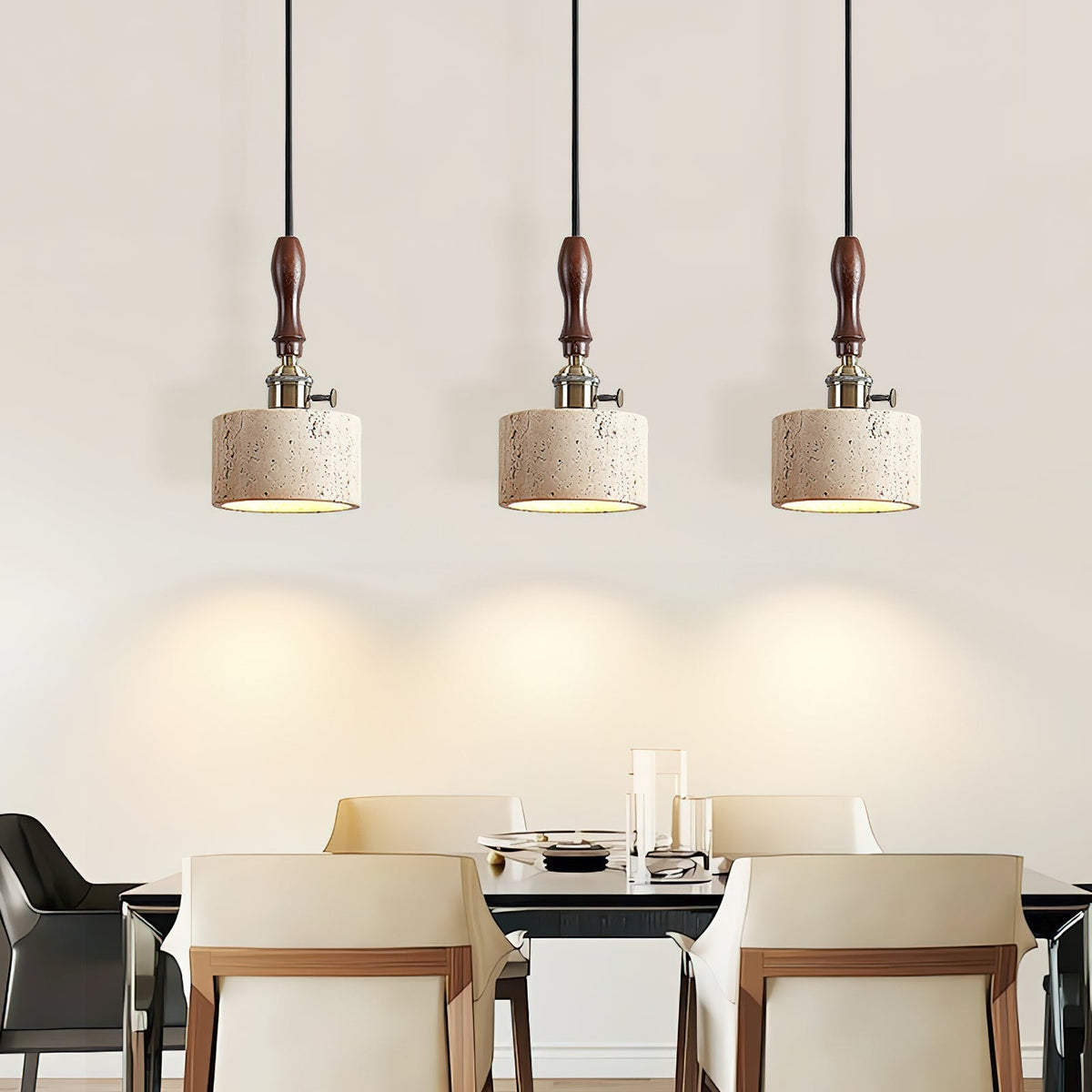 Sycaran Suspension Noyer Travertin Moderne - Neutralighting