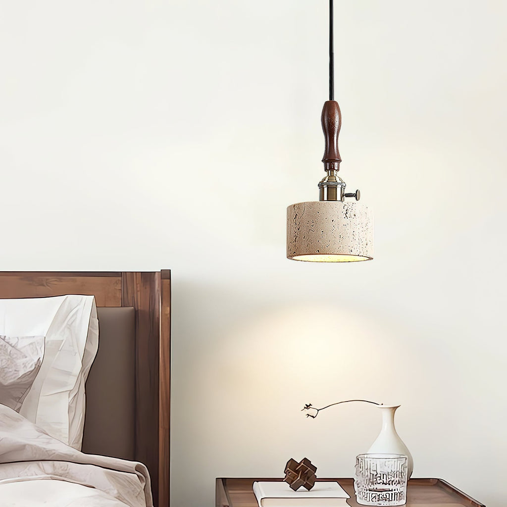 Sycaran Suspension Noyer Travertin Moderne - Neutralighting