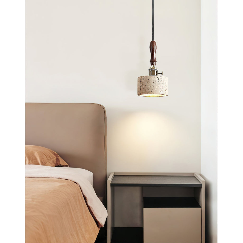 Sycaran Suspension Noyer Travertin Moderne - Neutralighting