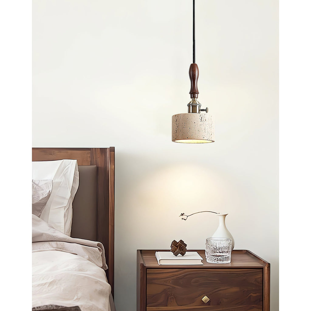 Sycaran Suspension Noyer Travertin Moderne - Neutralighting