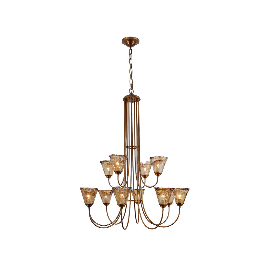Ilsilis Lustre Métal Laiton Ambre Vintage Industriel - Neutralighting