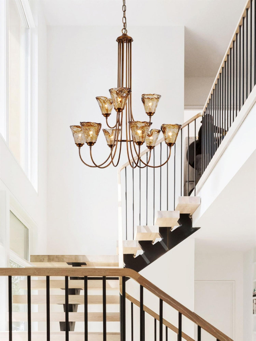 Ilsilis Lustre Métal Laiton Ambre Vintage Industriel - Neutralighting