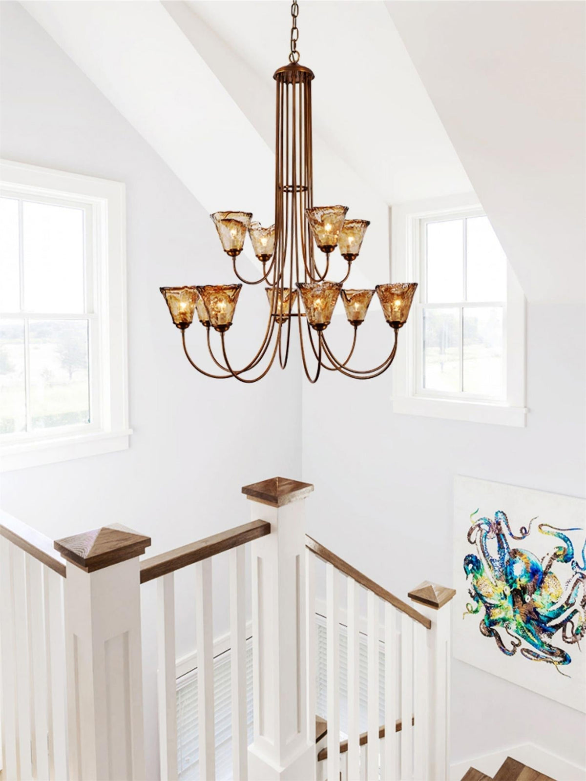 Ilsilis Lustre Métal Laiton Ambre Vintage Industriel - Neutralighting