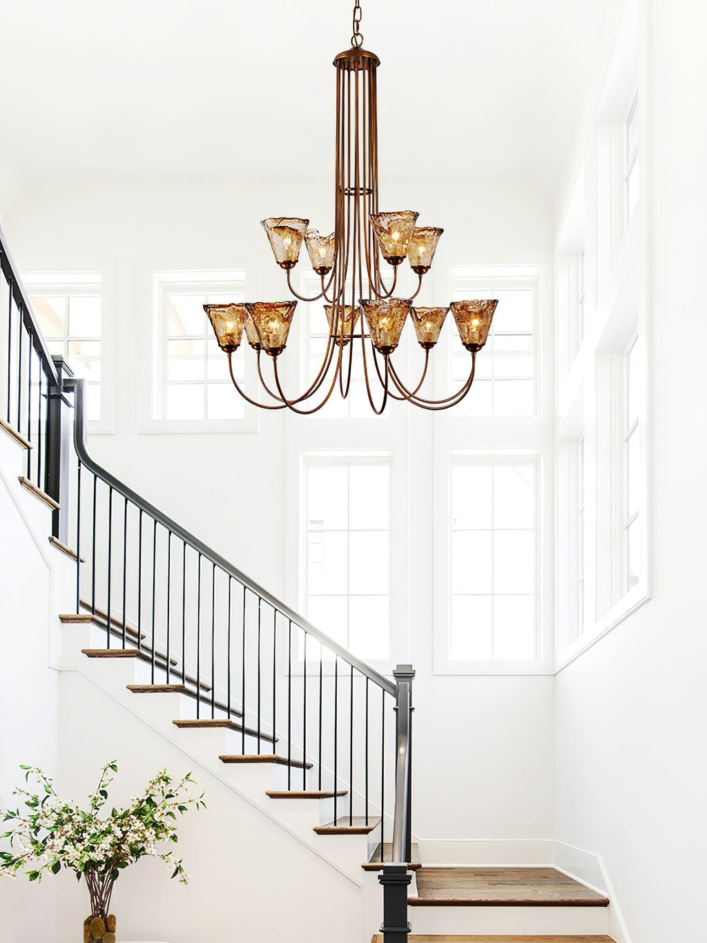 Ilsilis Lustre Métal Laiton Ambre Vintage Industriel - Neutralighting