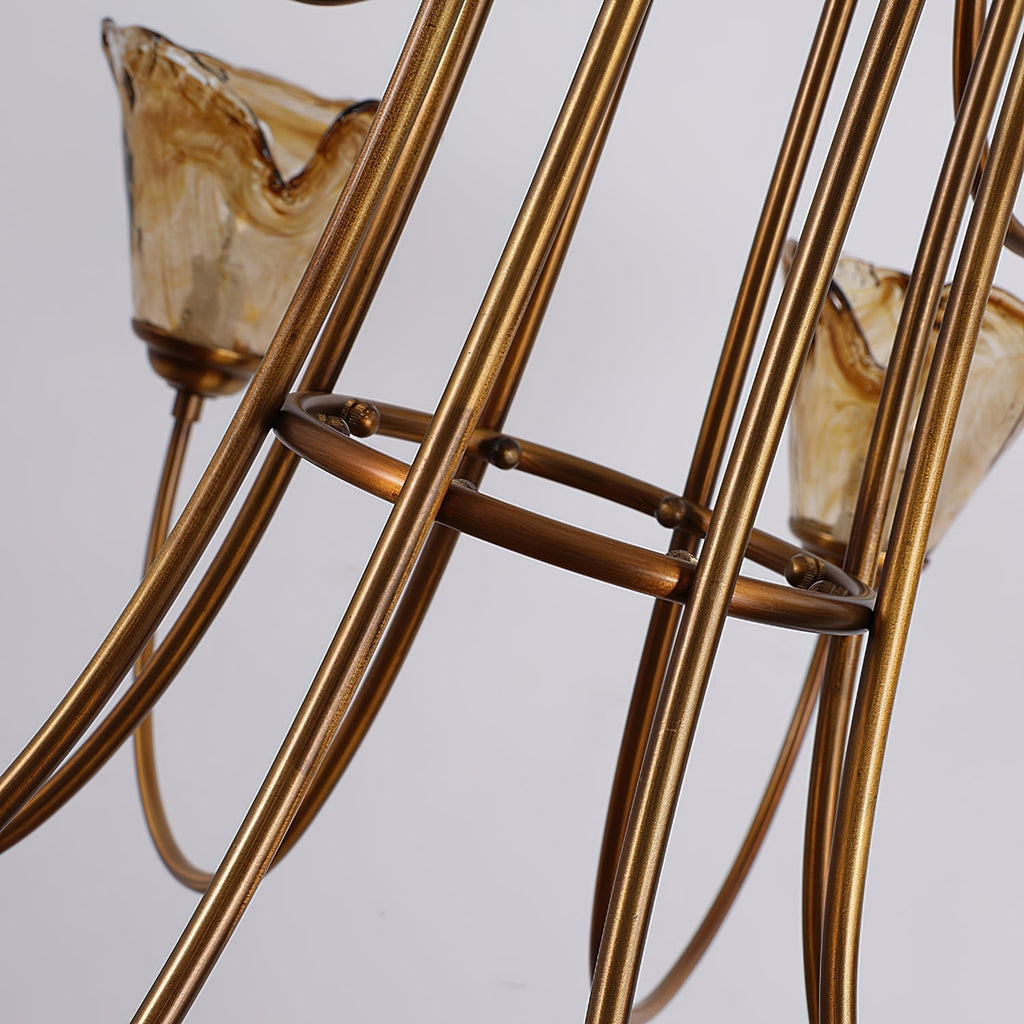 Ilsilis Lustre Métal Laiton Ambre Vintage Industriel - Neutralighting