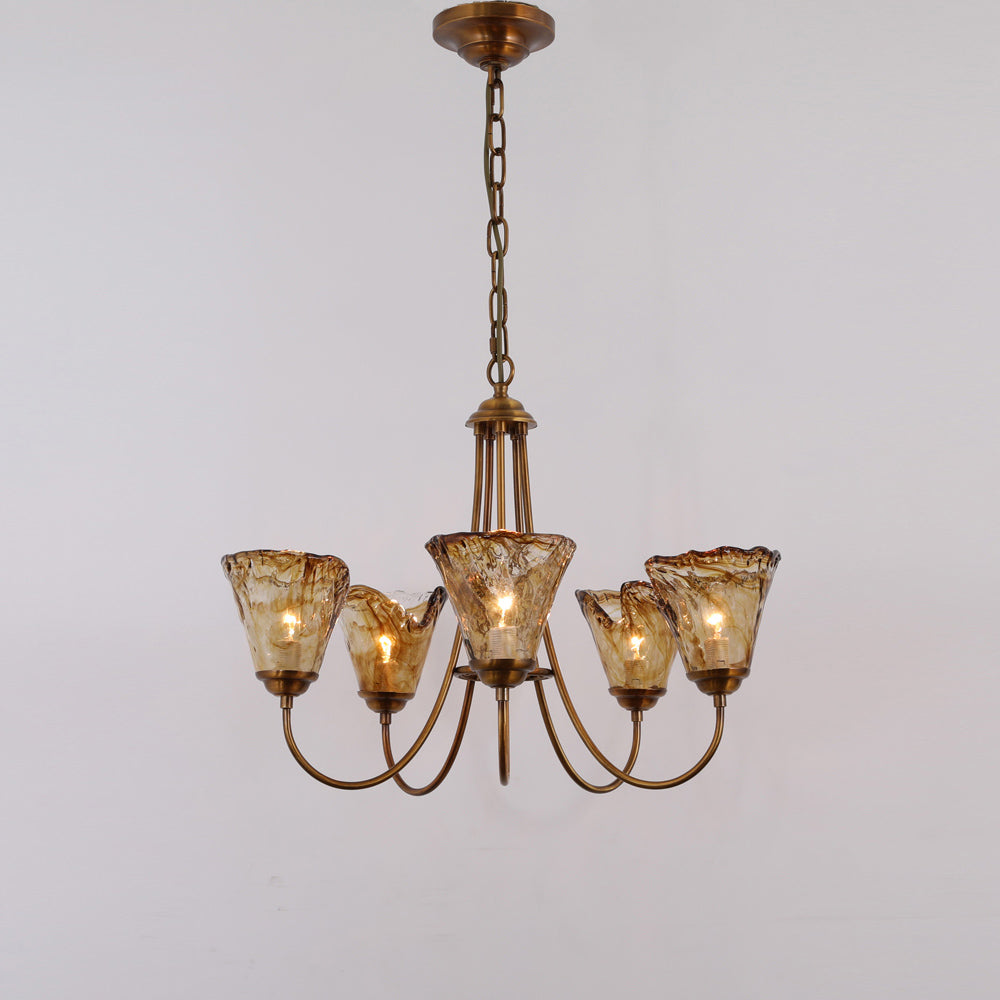 Ilsilis Lustre Métal Laiton Ambre Vintage Industriel - Neutralighting