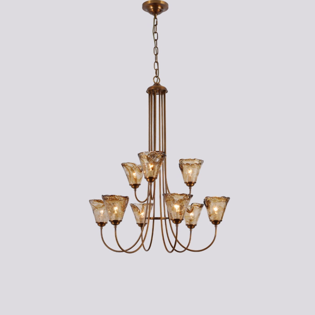 Ilsilis Lustre Métal Laiton Ambre Vintage Industriel - Neutralighting