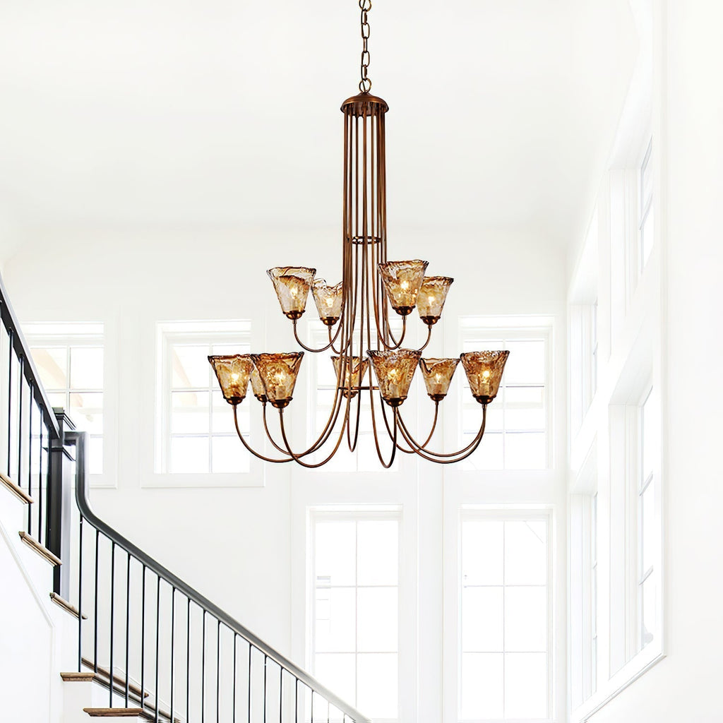 Ilsilis Lustre Métal Laiton Ambre Vintage Industriel - Neutralighting