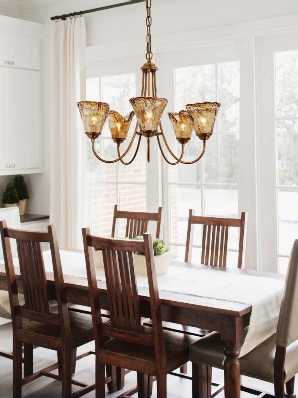 Ilsilis Lustre Métal Laiton Ambre Vintage Industriel - Neutralighting