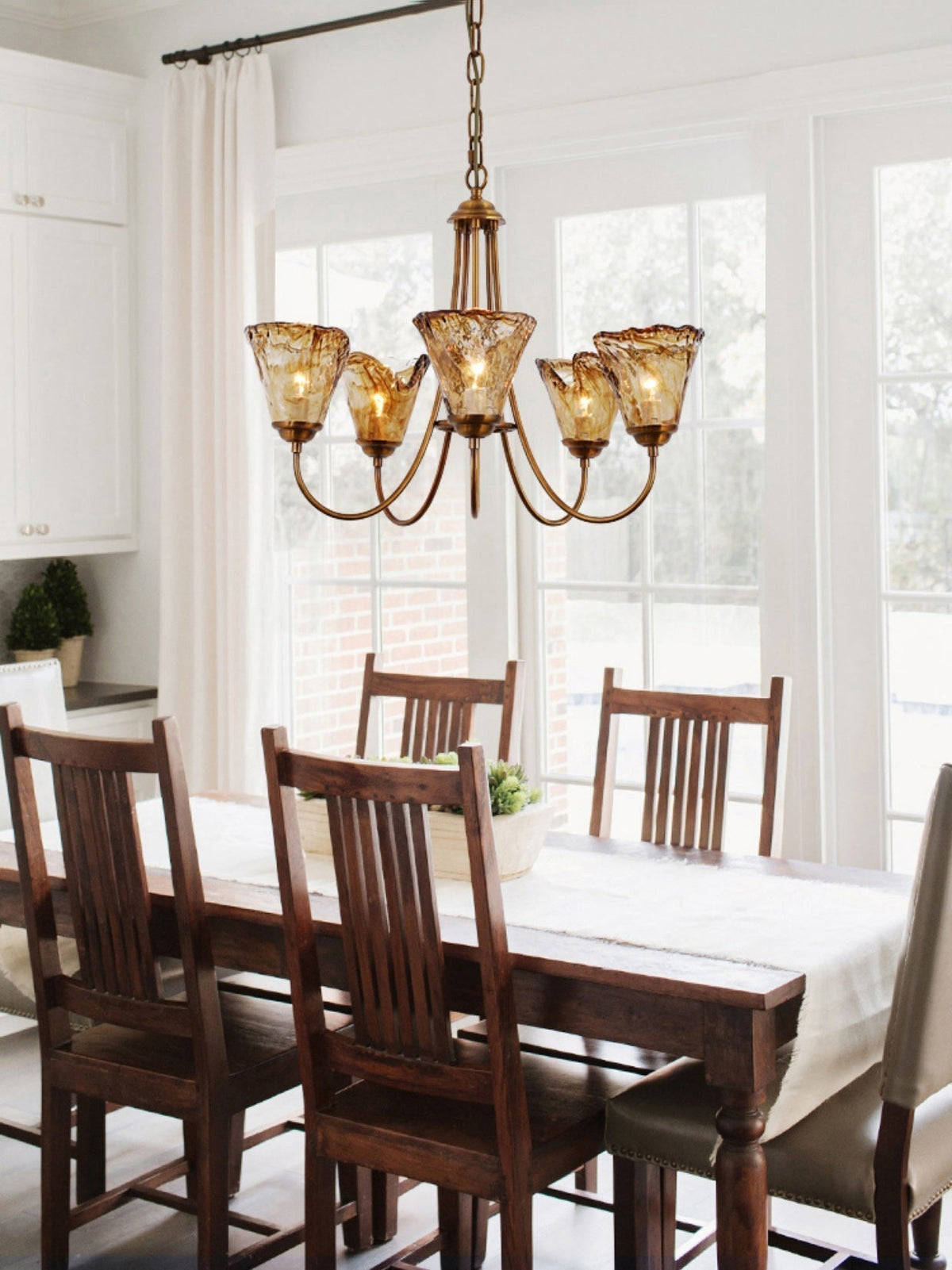 Ilsilis Lustre Métal Laiton Ambre Vintage Industriel - Neutralighting