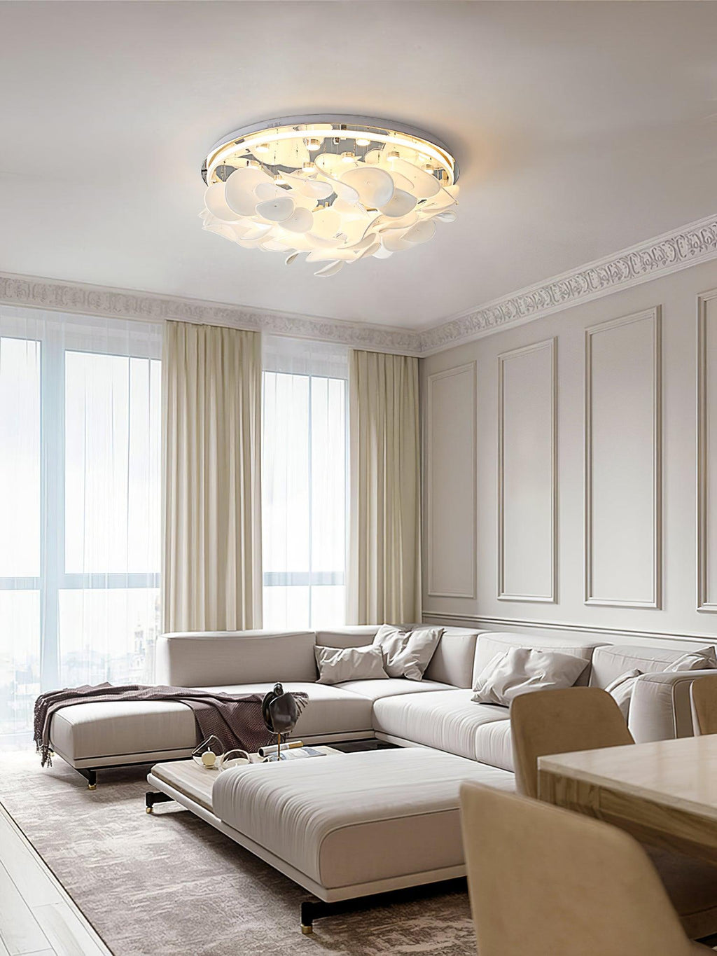 Lustra Lampe de plafond florale française en pétales pour maisons modernes - Neutralighting