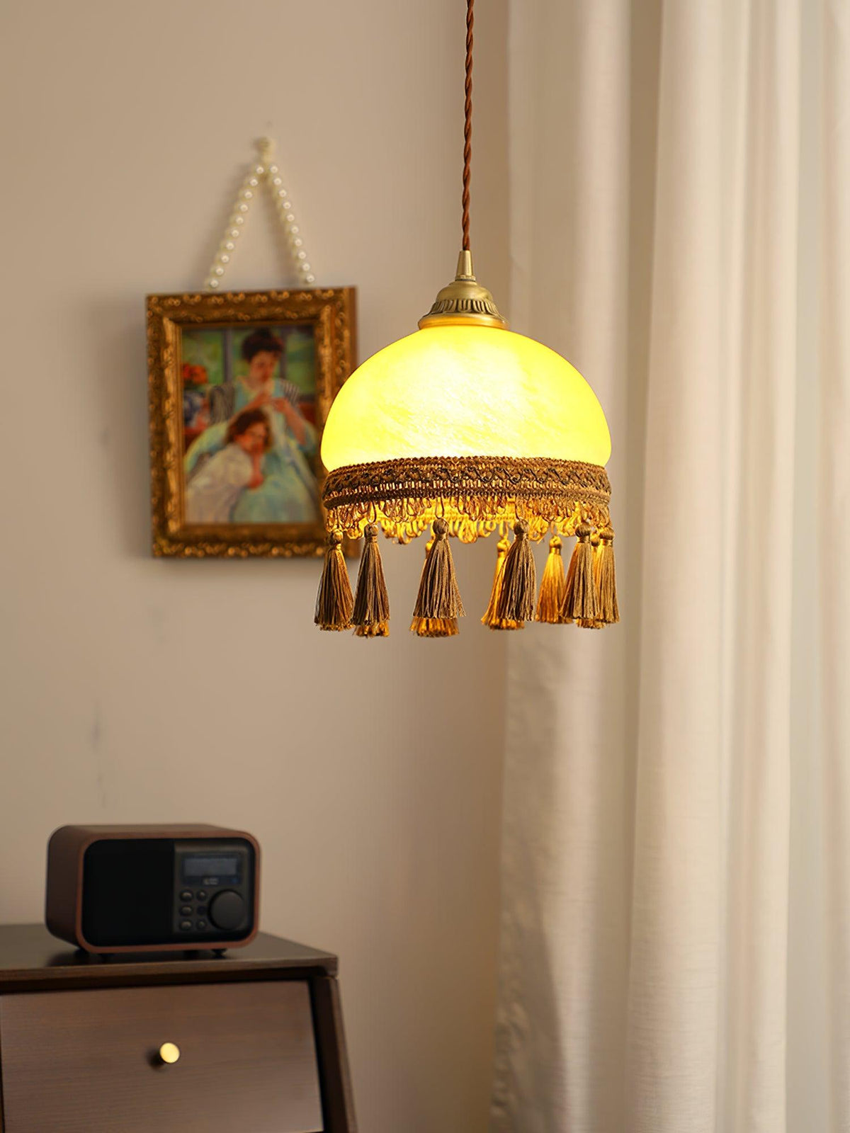 Sycaran Suspension en Tissu avec Franges et Guirlande - Neutralighting