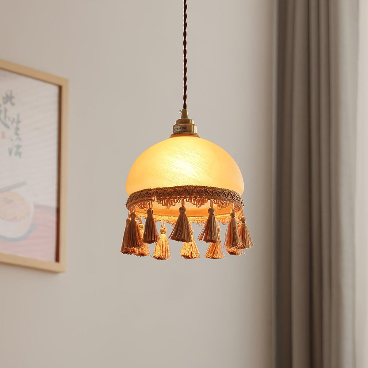 Sycaran Suspension en Tissu avec Franges et Guirlande - Neutralighting