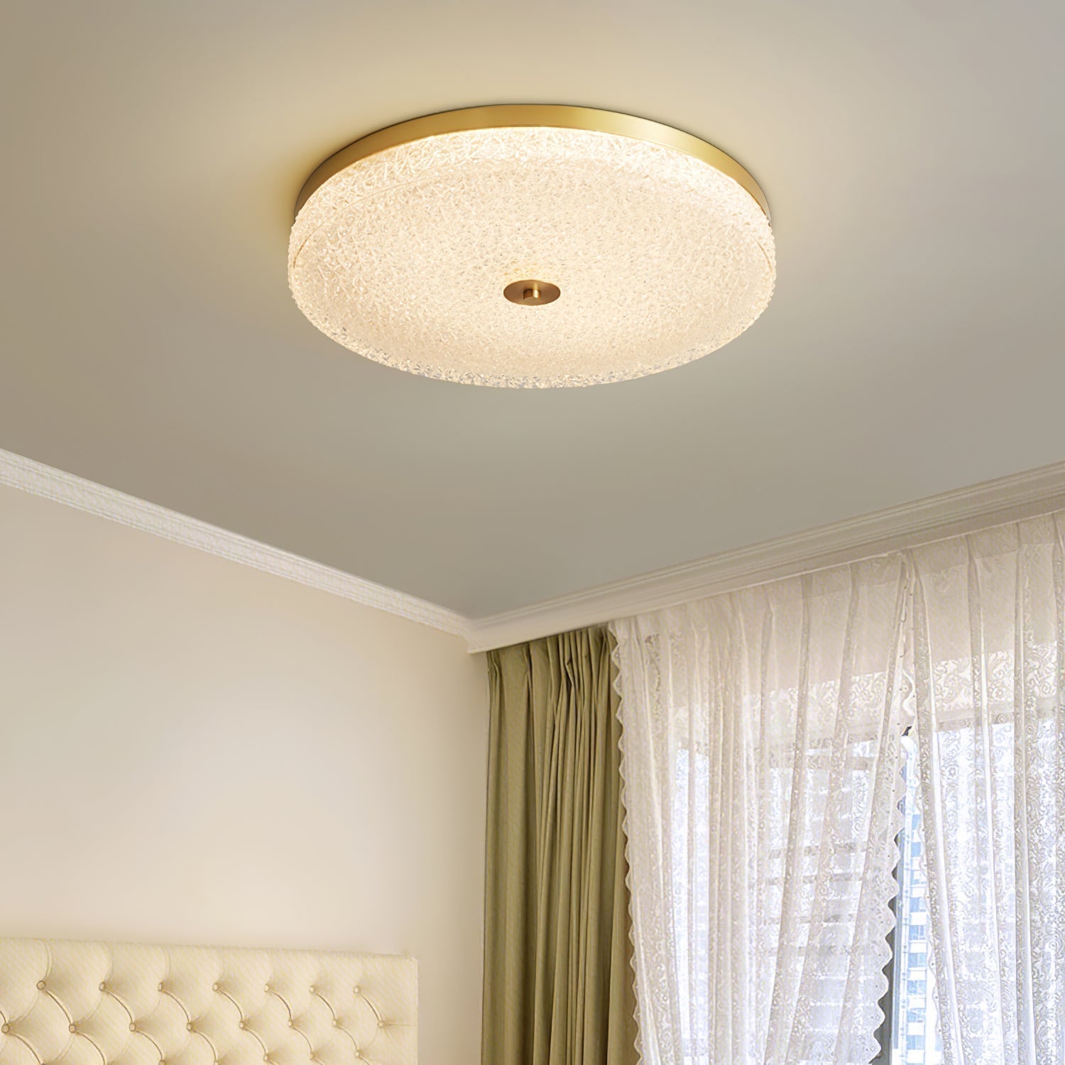 Solara Lumière de Plafond en Verre Givré Texturé Minimaliste - Neutralighting