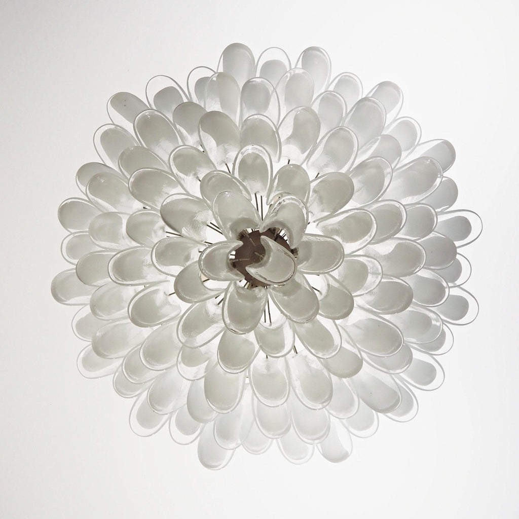 Aurora Chandelier Pétale en Verre de Murano Blanc Élégant - Neutralighting