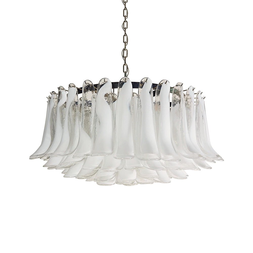 Aurora Chandelier Pétale en Verre de Murano Blanc Élégant - Neutralighting