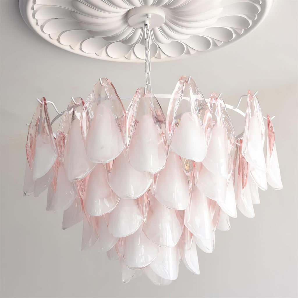 Fuchsia Lustre Pétales En Verre Vert Rosé - Neutralighting