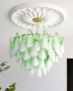 Fuchsia Lustre Pétales En Verre Vert Rosé - Neutralighting