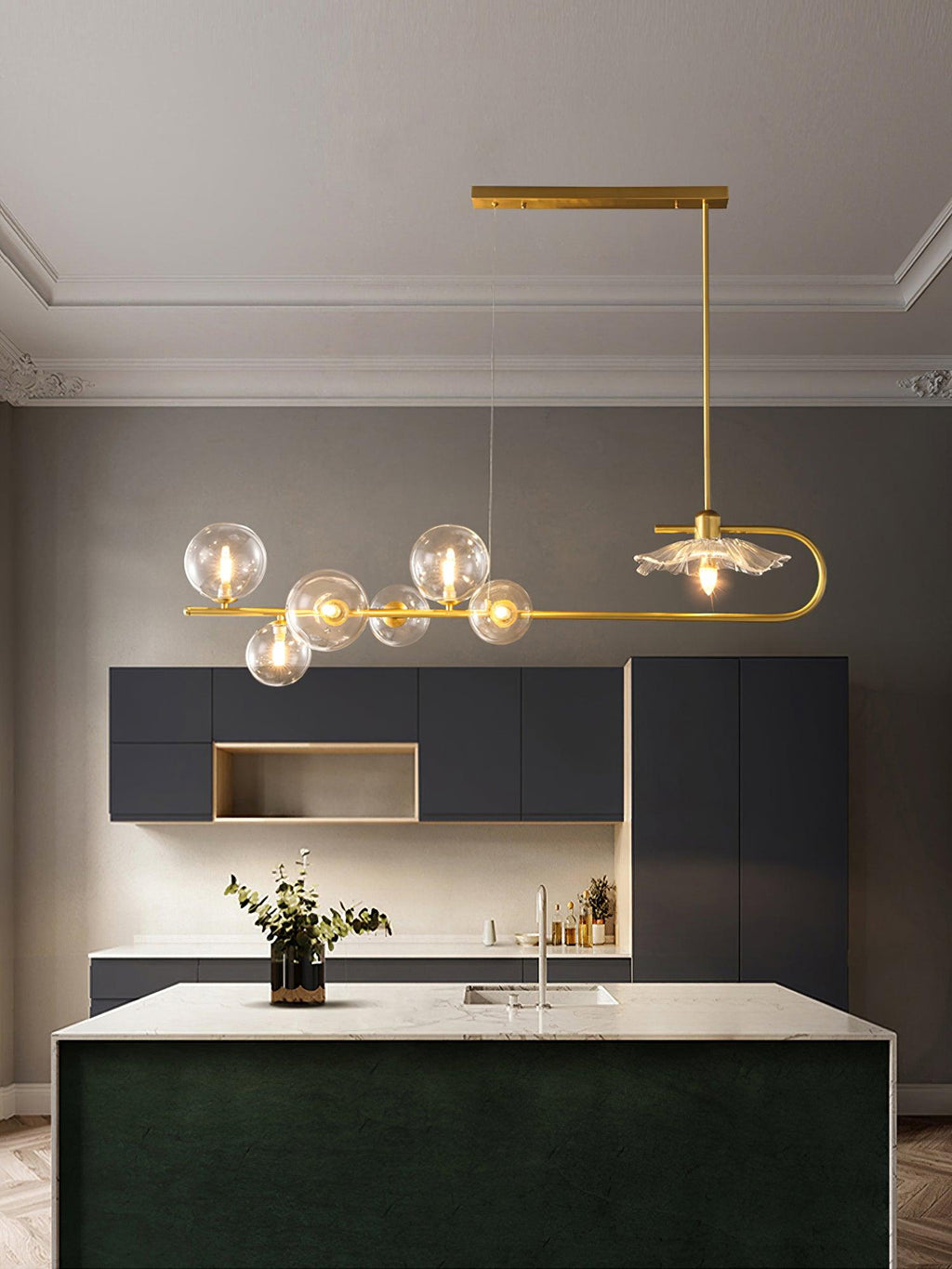 Lustra Suspension en Verre Doré Laiton - Neutralighting