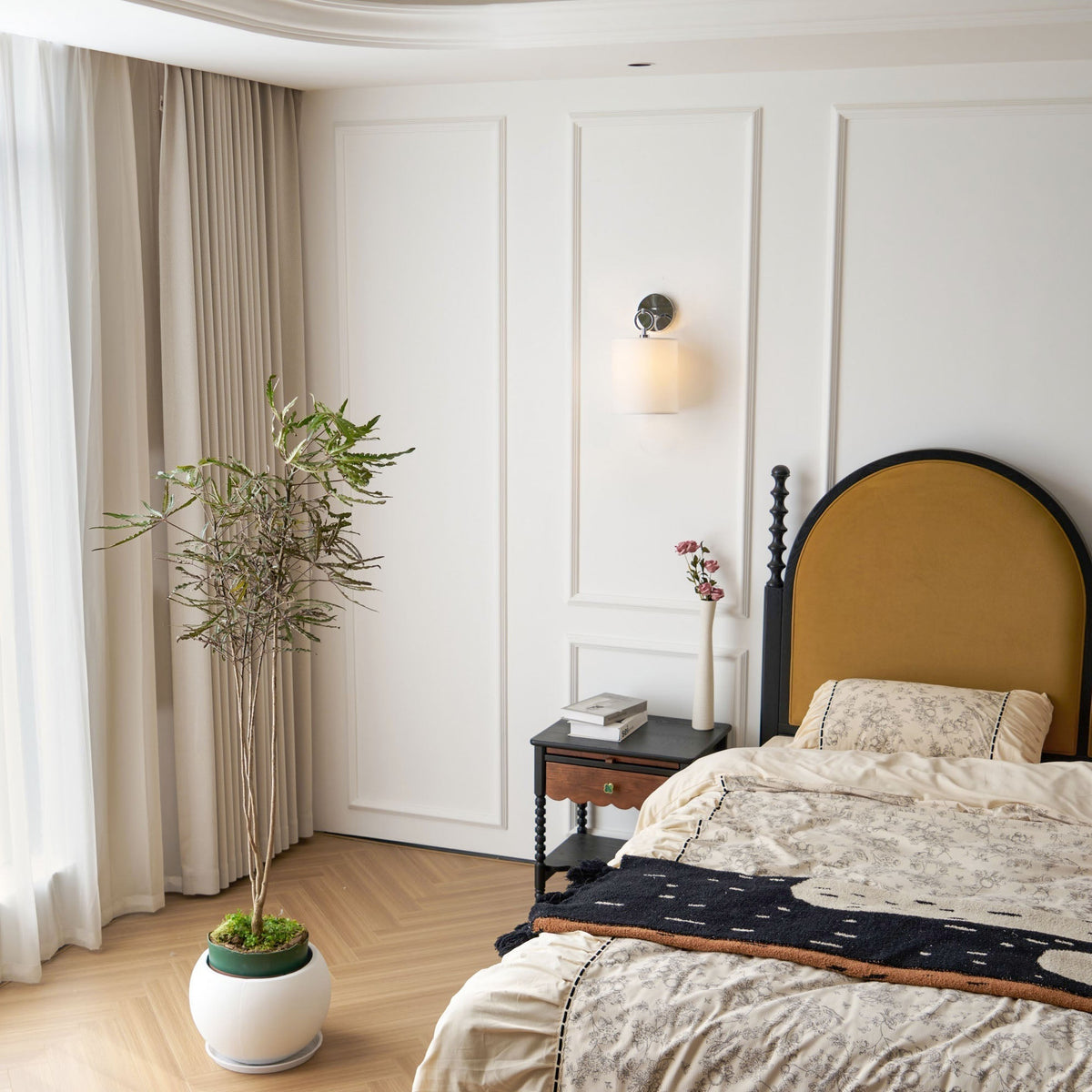 Cotheor Applique Murale Circulaire Laiton Tissu Minimaliste Moderne - Neutralighting