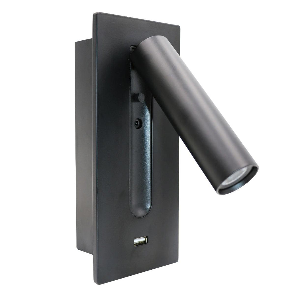 Aare Moderne Minimaliste Chevet USB Noir Luminaire Mural - Neutralighting