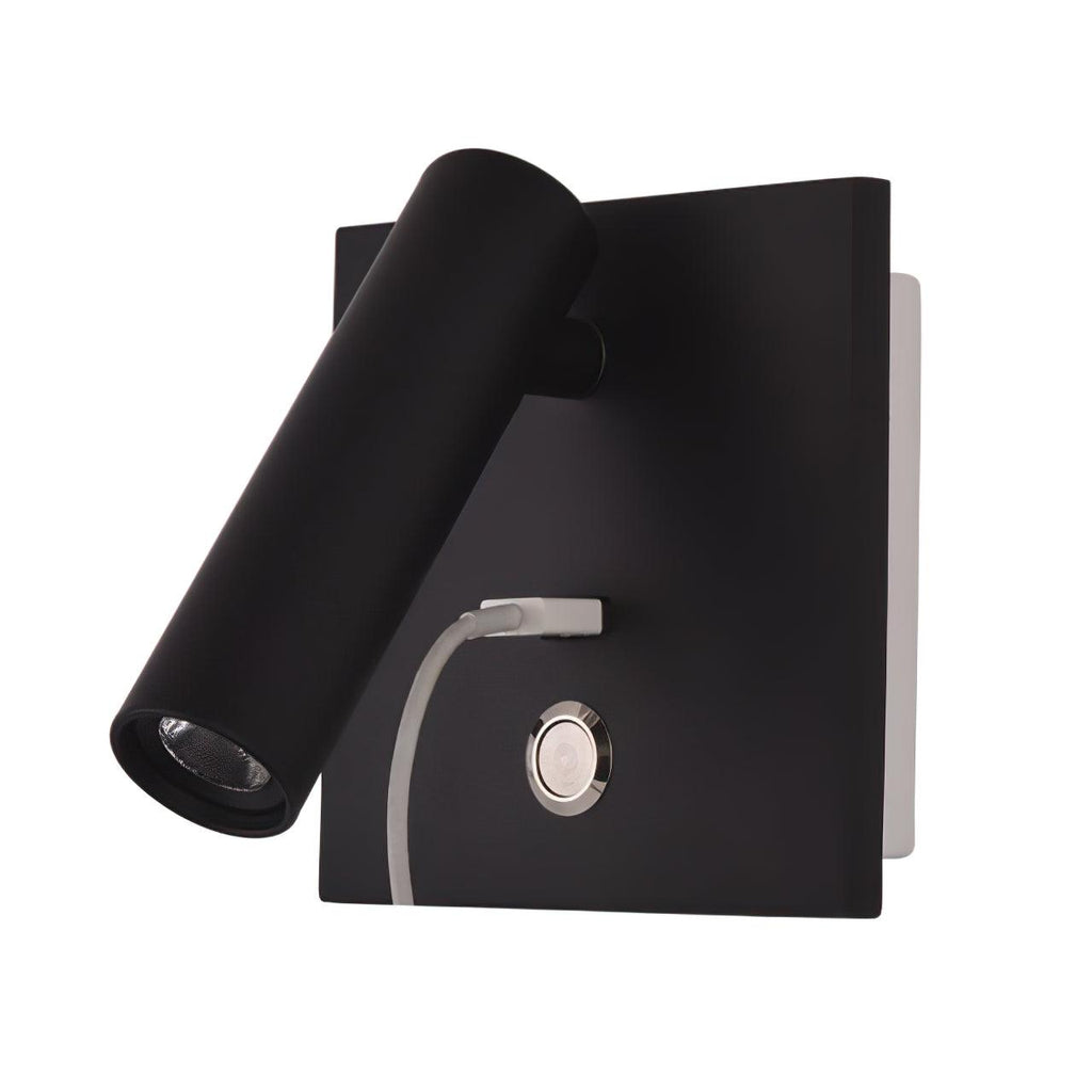 Aare Moderne Minimaliste Chevet USB Noir Luminaire Mural - Neutralighting