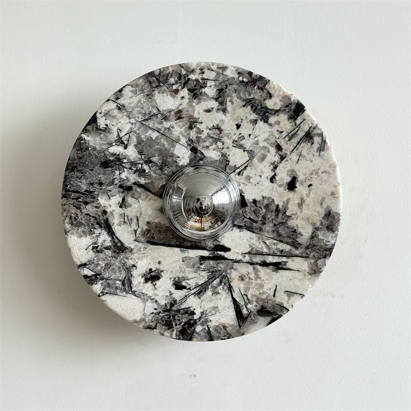 Zeno Applique Murale Ronde en Chrome, Marbre et Métal Style Minimaliste Moderne - Neutralighting