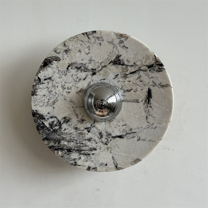 Zeno Applique Murale Ronde en Chrome, Marbre et Métal Style Minimaliste Moderne - Neutralighting