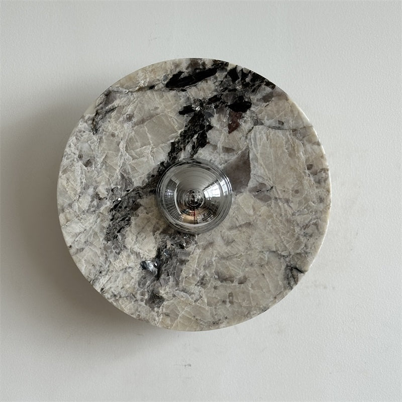 Zeno Applique Murale Ronde en Chrome, Marbre et Métal Style Minimaliste Moderne - Neutralighting