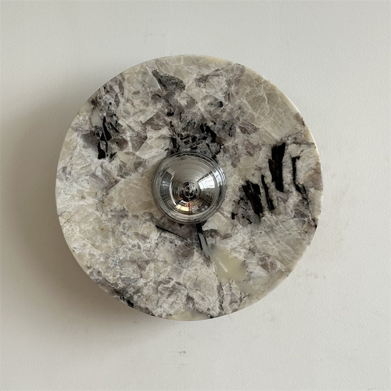 Zeno Applique Murale Ronde en Chrome, Marbre et Métal Style Minimaliste Moderne - Neutralighting