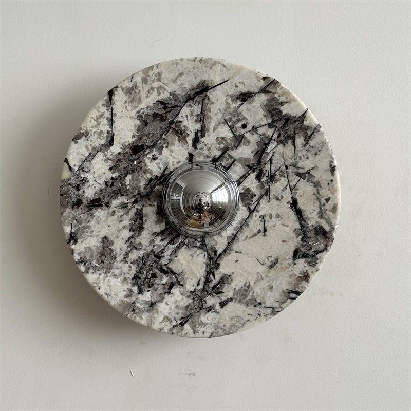 Zeno Applique Murale Ronde en Chrome, Marbre et Métal Style Minimaliste Moderne - Neutralighting