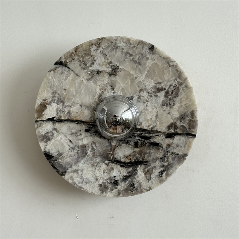 Zeno Applique Murale Ronde en Chrome, Marbre et Métal Style Minimaliste Moderne - Neutralighting