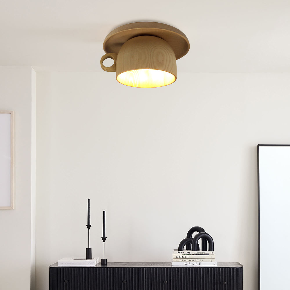 Arisha Moderne Bois Tasse Plafonnier Chambre à Coucher - Neutralighting