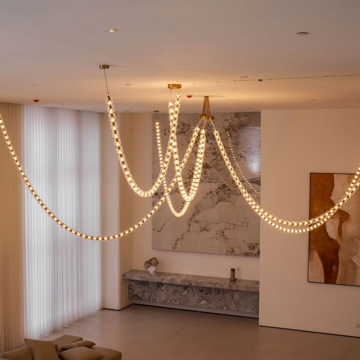 Lustra Chandelier Cristal Doré LED 3-Lignes - Neutralighting