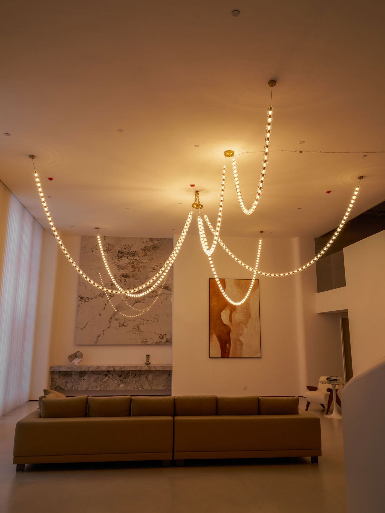 Lustra Chandelier Cristal Doré LED 3-Lignes - Neutralighting