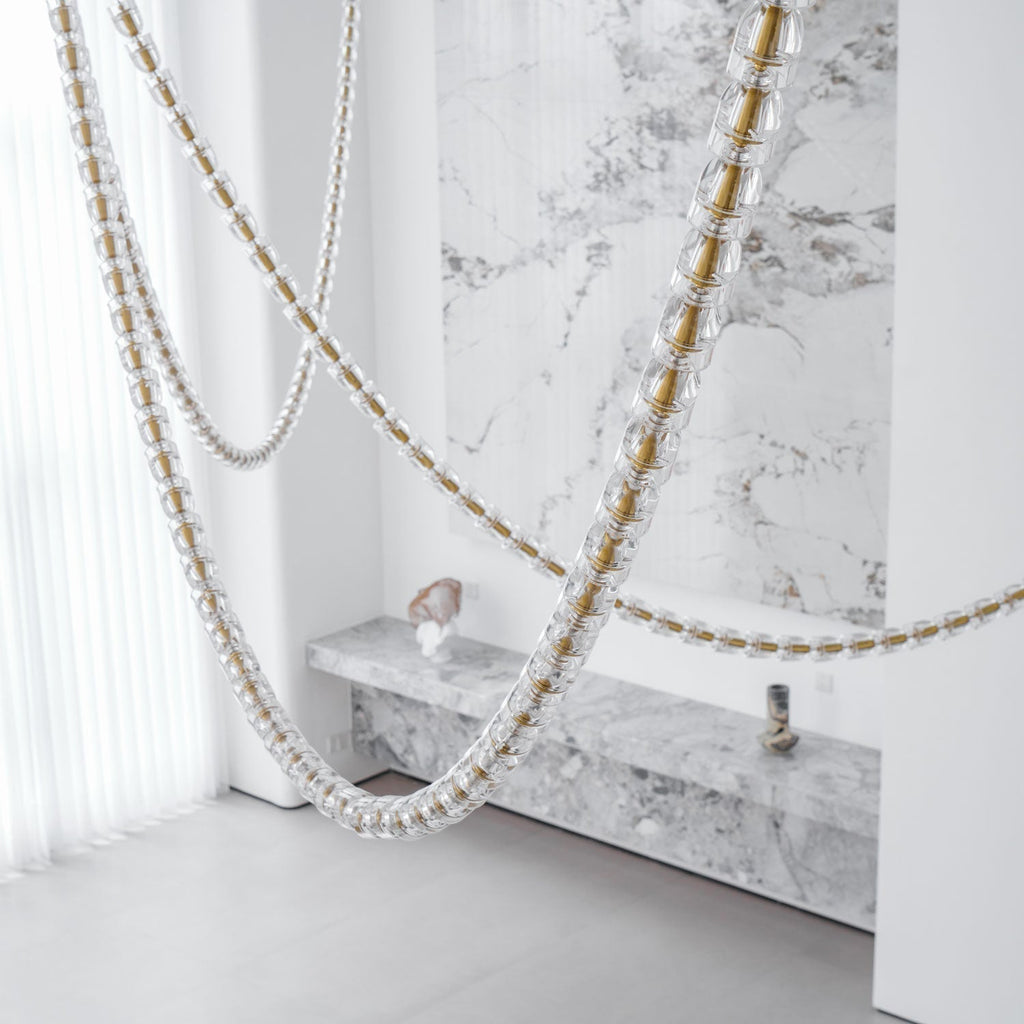 Lustra Chandelier Cristal Doré LED 3-Lignes - Neutralighting