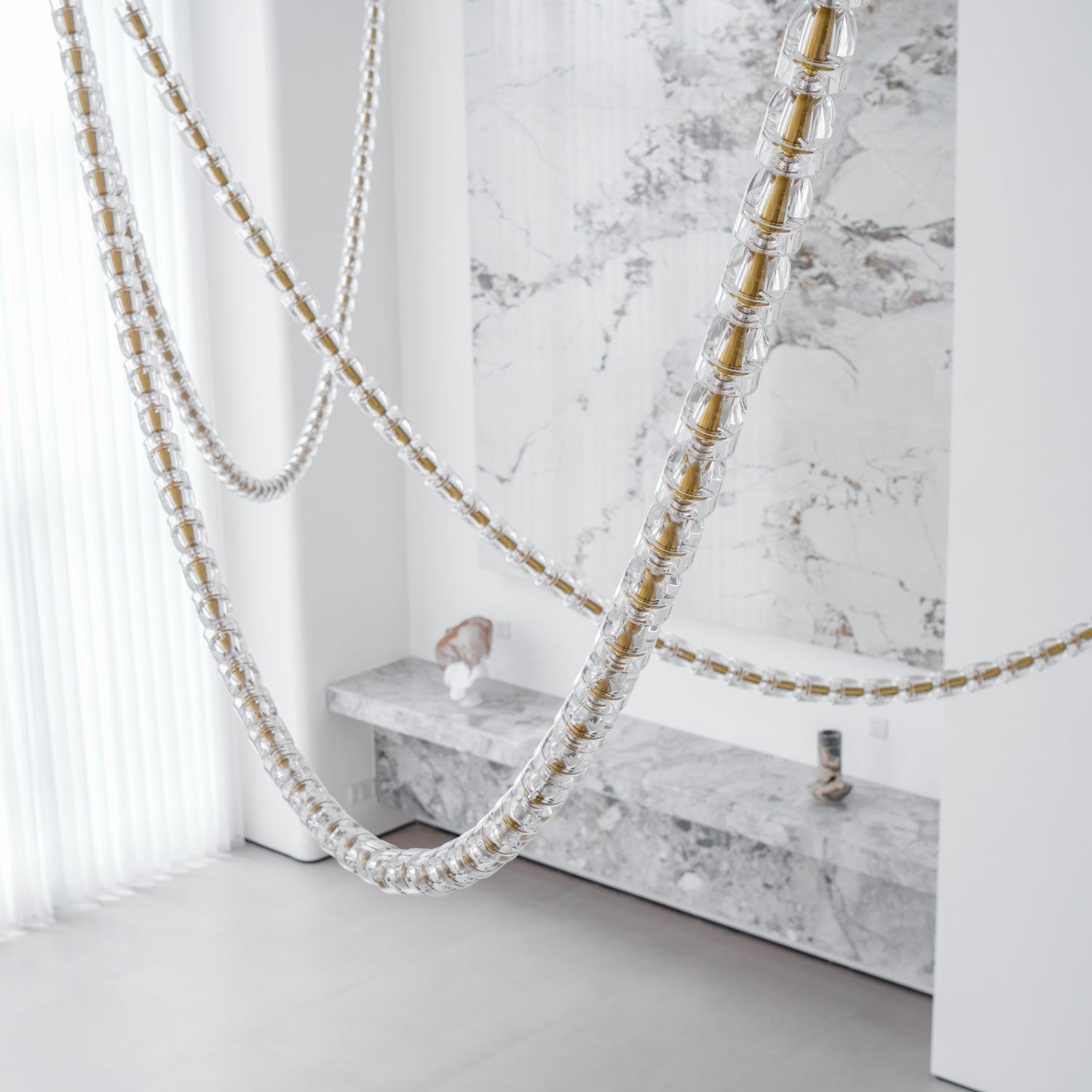 Lustra Chandelier Cristal Doré LED 3-Lignes - Neutralighting