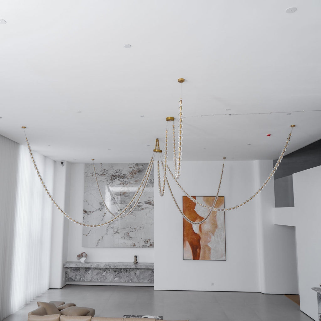 Lustra Chandelier Cristal Doré LED 3-Lignes - Neutralighting